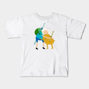 Finn and Jake hugging Kids T-Shirt